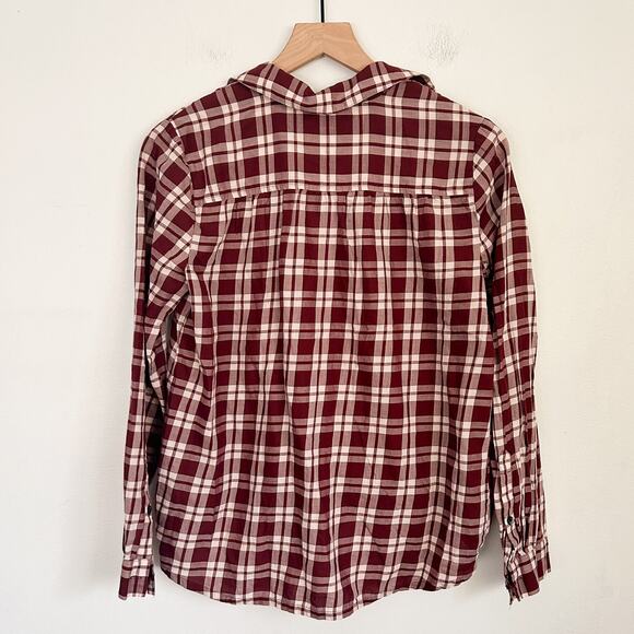 Madewell Arion Plaid Long Sleeve Top Red Size S - Picture 8 of 10